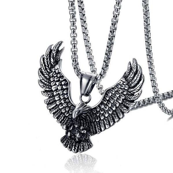 Mode Adler Anhänger Edelstahl Halskette Hip Hop Retro Trendy Männer Einzigartige Halskette Schmuck