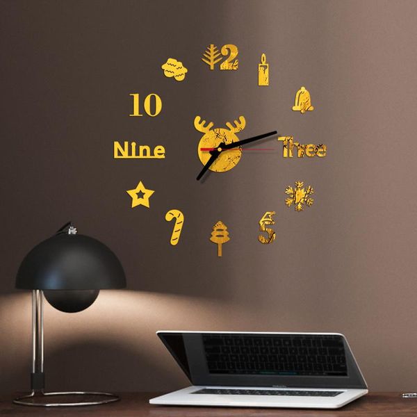 

wall clocks fashion 3d big size clock diy mirror surface sticker home office decor meetting room