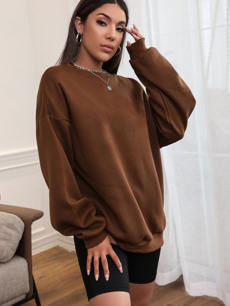 

drop shoulder solid sweatshirt g4x9#, White;black