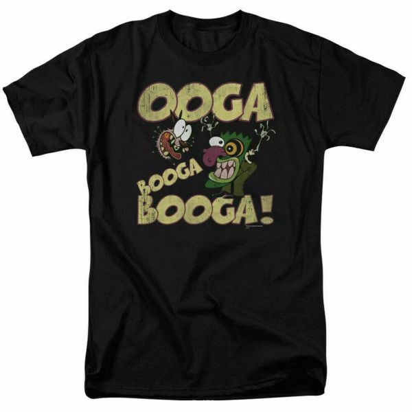 

courage the cowardly dog ooga booga t shirt mens licensed cartoon merch black, White;black