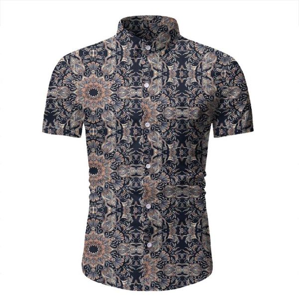 

men's casual shirts missky men shirt summer beach hawaii floral printing lapel short sleeve male, White;black