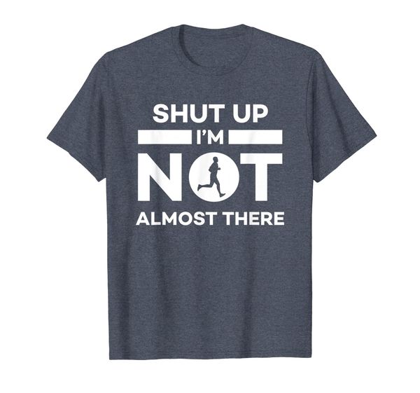 

shut up i'm not almost there - running runner t-shirt, White;black