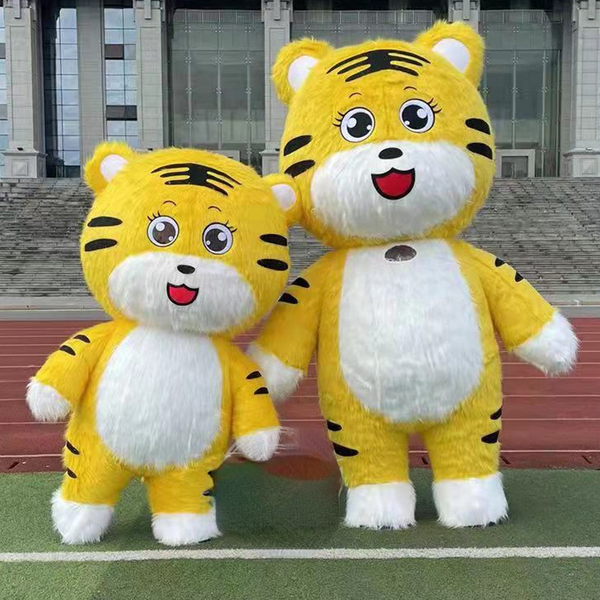 

mascot costumes tiger year doll costume cartoon doll walking clothes tiger annual meeting activity show doll inflatable prop costume, Red;yellow
