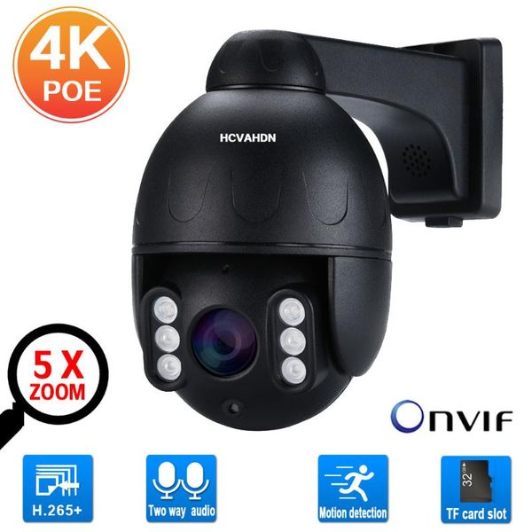 

security camera outdoor waterproof two way audio poe ptz video surveillance dome 8mp onvif 5x optical zoom 5mp cameras ip