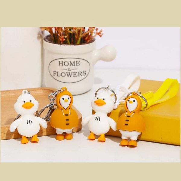 

keychains car keychain raincoat duck keyring key chain metal ring creative holder auto accessories, Silver