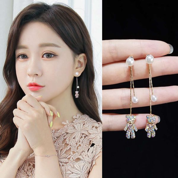 

2020 new s925 silver needle korean style long earrings for women, Black