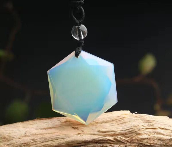 

pendant necklaces natural opal spirit placed hexagonal star energy stone men and women's wholesale help force to promote ity, Silver