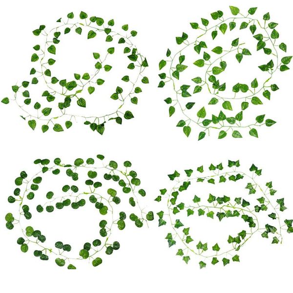 

decorative flowers & wreaths 2m long artificial plants green ivy leaves grape vine fake parthenocissus foliage home wedding bar decoration