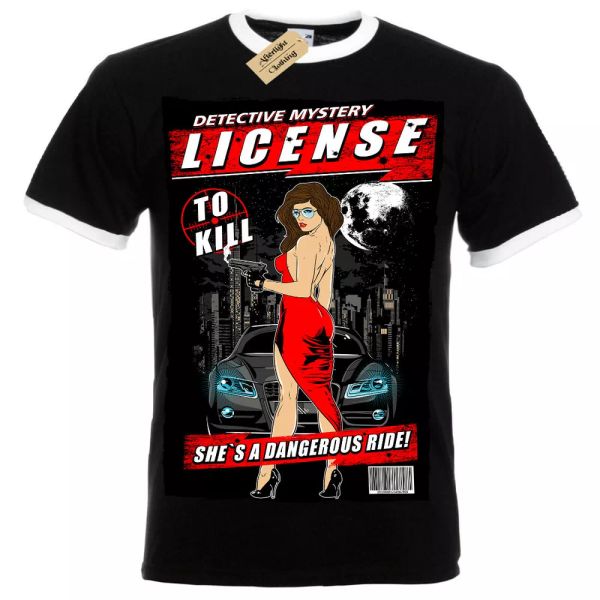 

Licencia a Matar Camiseta Detective Misterio Hombre Ringer, White;black