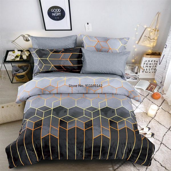 

bedding sets fashion geometric graphic digital print down bed cover pillowcase set simple single double  king-size