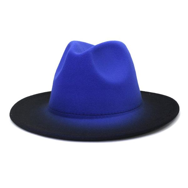 

berets 2021 winter autumn woolen women men ladies fedoras hat jazz caps european american round bowler hats and, Blue;gray