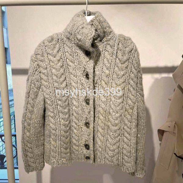 

women's knits & tees 5622 niche 21 autumn winter half high collar knitted cardigan, twist pattern, short wool sweater., White