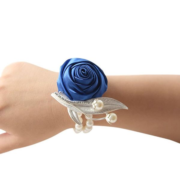 

decorative flowers & wreaths artificial rose bride bridesmaid wrist silk ribbon pearl wedding prom party decoration supplies