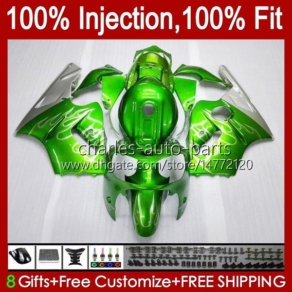 Spritzguss-Verkleidungen für KAWASAKI NINJA ZX1200 C ZX 1200 12R 1200CC ZX 12 R 1200 CC 00-01 Karosserie 2No.21 ZX1200C ZX12R 00 01 ZX-12R 2000 2001 OEM Body Kit grünes Licht