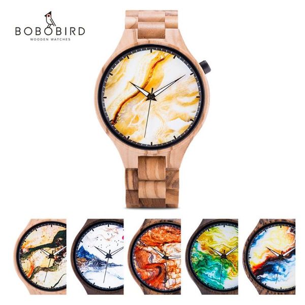 

wristwatches relogio masculino bobo bird personalized custom watch men po print marbling male clock drop, Slivery;brown