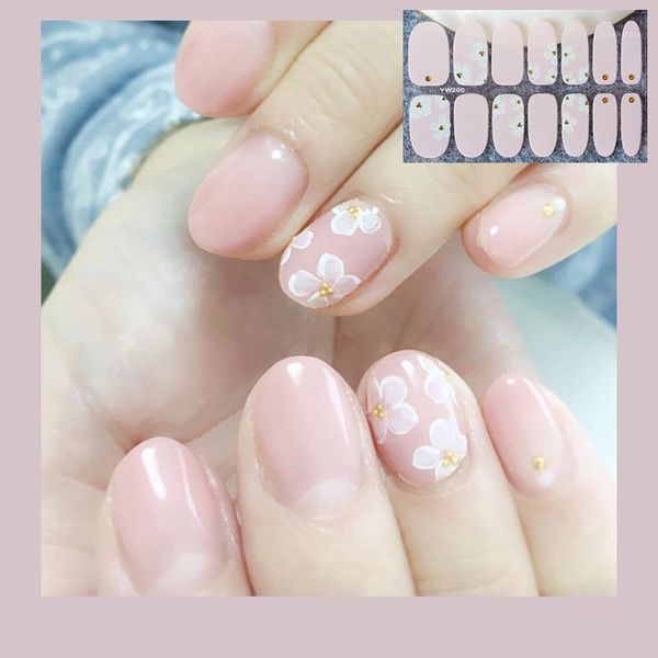 

14pcs/sheet flower decals glitter nail art stickers yw series full cover wraps waterproof tearable adhesive manicure accessories1, Black