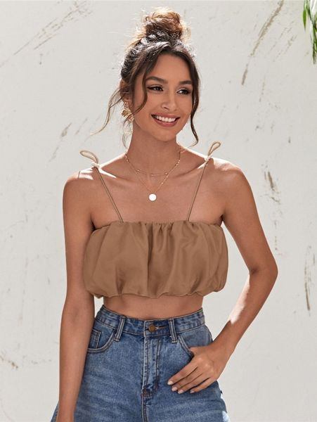 

adjustable strap ruched cami z0hu#, White