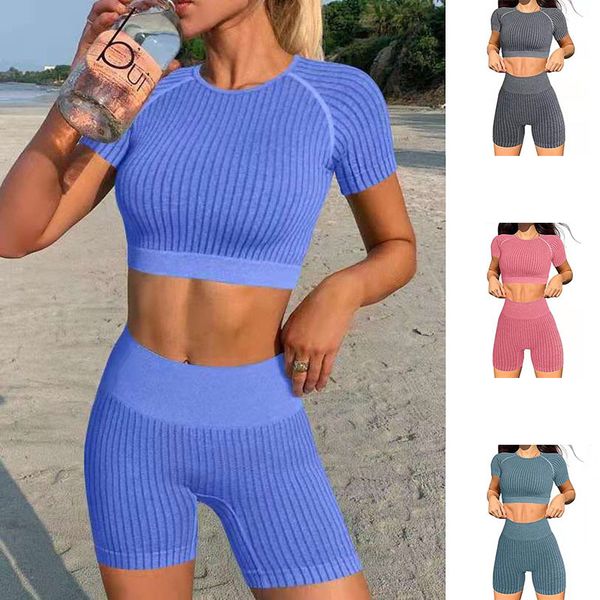

new sports tight fitness shorts, yoga clothes, knitted yoga suit, women, Gray
