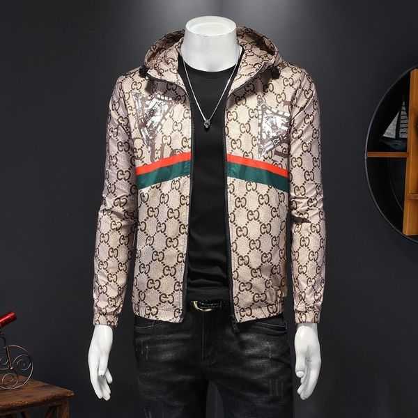 

the fine fleece hoodies spring men's printed hooded jacket fashion slim trend youth large size brand, Black