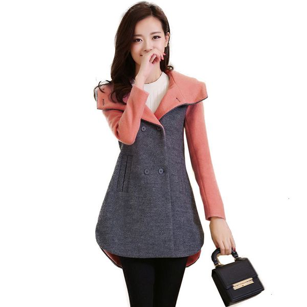 

women's wool & blends women cloak fall winter clothes ladies keep warm jacket female mid-length coat woolen overcoat a285 y7hn, Black