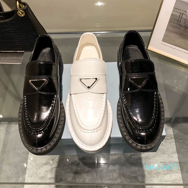 

fashion- quality classic platform casual shoes genuine leather thick soles flat luxury designer fashion women low-100% metal buckle bla, Black