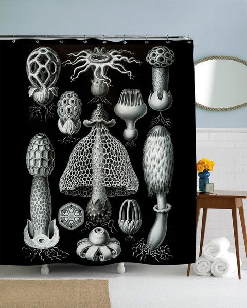 

shower curtains mushroom curtain, fungi art, bathroom dÃ©cor