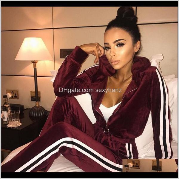 

womens clothing apparel drop delivery 2021 autumn two piece set tracksuit black gray long sleeve hoodies sweatshirts sets active suits women