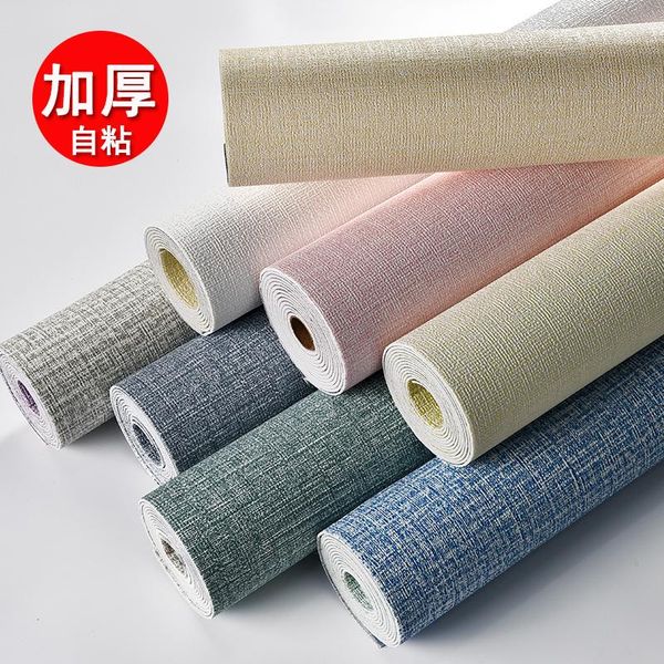 

wallpapers simple plain wallpaper self-adhesive bedroom warm living room background wall stickers waterproof and moisture-proof foam sticke