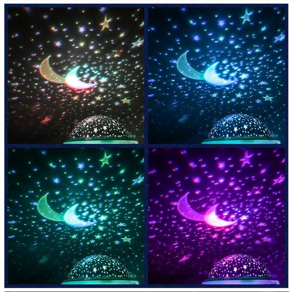 LED Starry Sky Lâmpada Romântica Starlight Projection Lights Bedroom Infantil Starrysky Projetor Atmosfera Presente Night Light