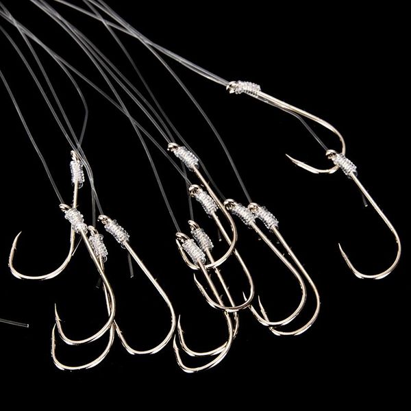 

10pcs fishing hook with line high carbon steel barbed hooks tackle