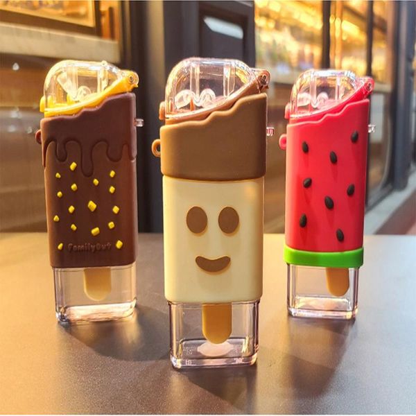

water bottles tumbler cup children summer straw ice cream creative cute baby resistance drain 400ml flasks