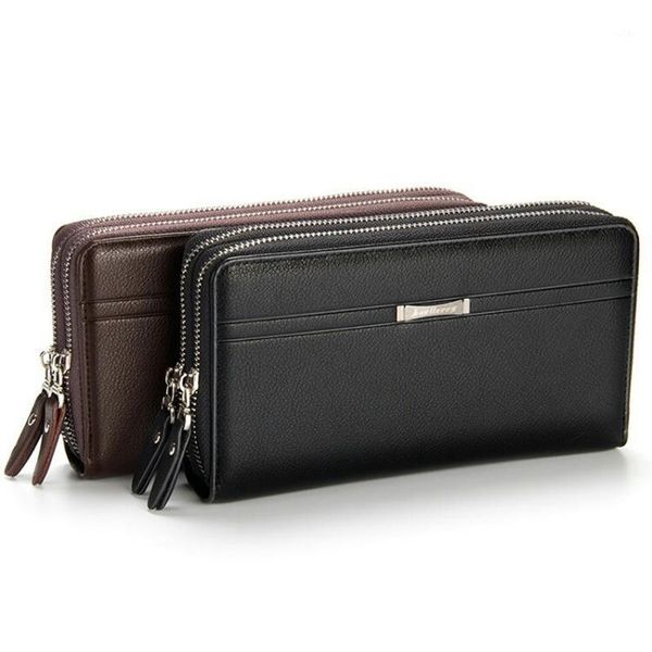 

wallets men wallet pu leather purse fashion casual long business male clutch carteira masculina billeteras1, Red;black
