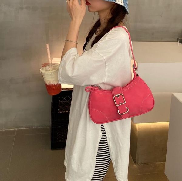 

totes small design bags rose red baguette shoulder underarm bag