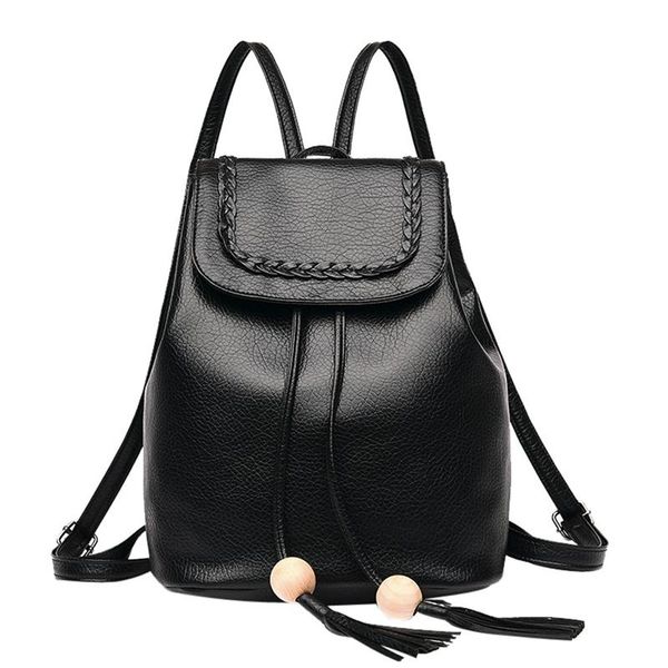 

backpack fashion leather female pretty tassel travel rucksack school bag small