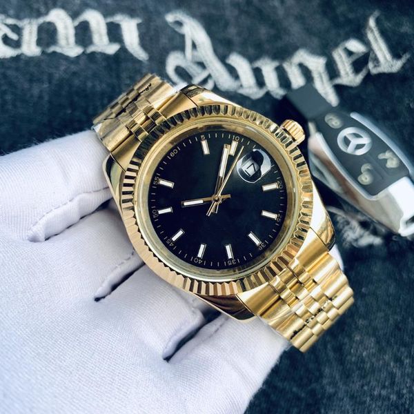 

wristwatches automatic mechanical watch men stainless steel sapphire silver gold president watches black blue 36mm, Slivery;brown