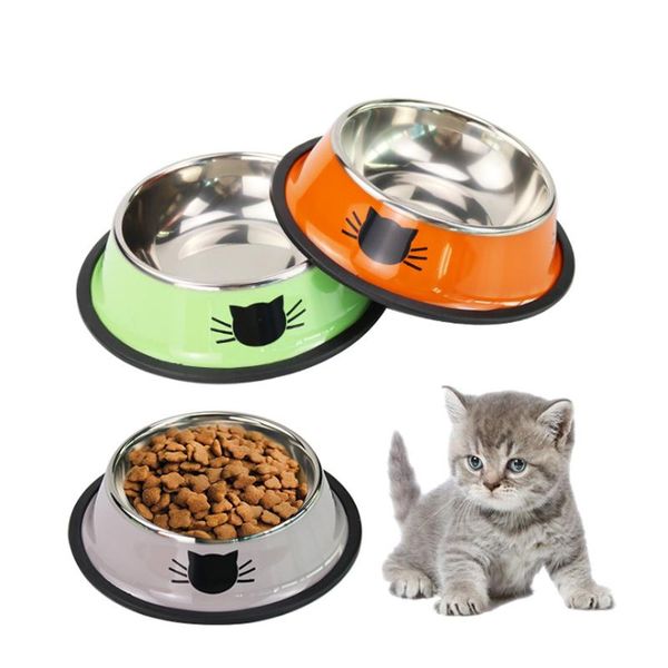 

cat bowls & feeders stainless steel paint dog anti-fall non-slip durable feeding feeder water bowl for dogs cats outdoor travel product