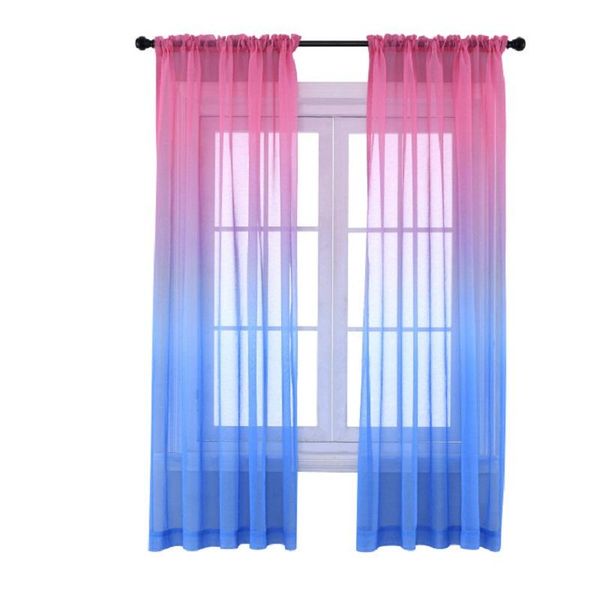 

gradient voile for balcony bedroom living room, kitchen semi-blackout tulle polyester curtains 1 piece can be customized curtain & drapes