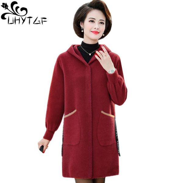 

plus size coat women quality mink fleece casual autumn winter jacket double-sided cashmere elegant woolen coats 1790 women's wool & ble, Black