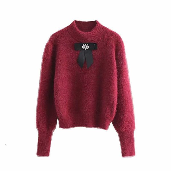 

women's sweaters female fashion autumn new elegant bow sweater turtleneck lantern sleeve solid pullovers blusas mujer de moda q9l8, White;black