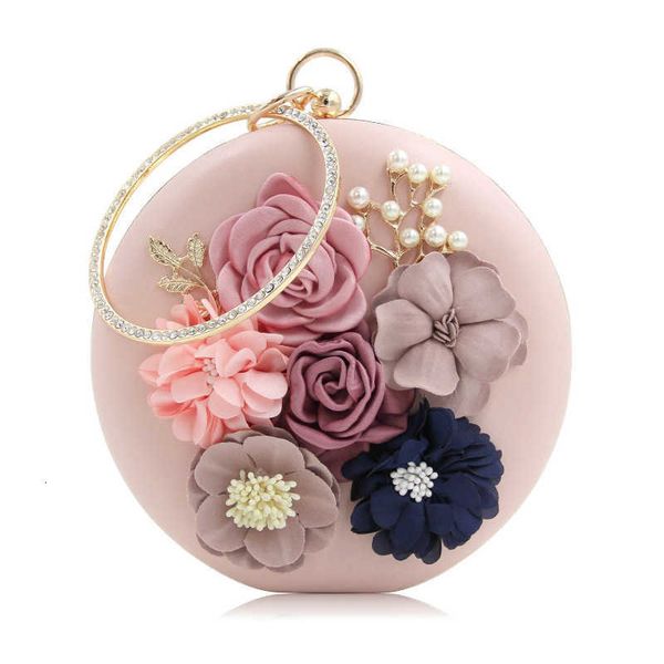 

colorful moon round box hand-in-hand evening ess bag three-dimensional flower party wedding bride a125