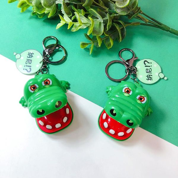 

keychains mouth tricky bite finger toy keychain crocodile press teeth bar games funny toys for kids children gift keyring, Silver