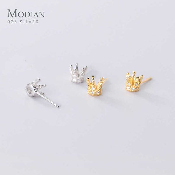Kommen Sie 925 Sterling Silber Mini schöne Krone Ohrstecker für Frauen Mode winzige Ohr Pin Korea Stil edlen Schmuck 210707