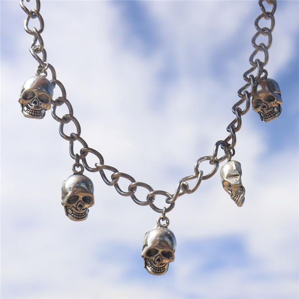 

chokers goth skull neck pendants women's choker silver color necklace on the chain chocker punk jewelry 2021 kpop collar for girl, Golden;silver