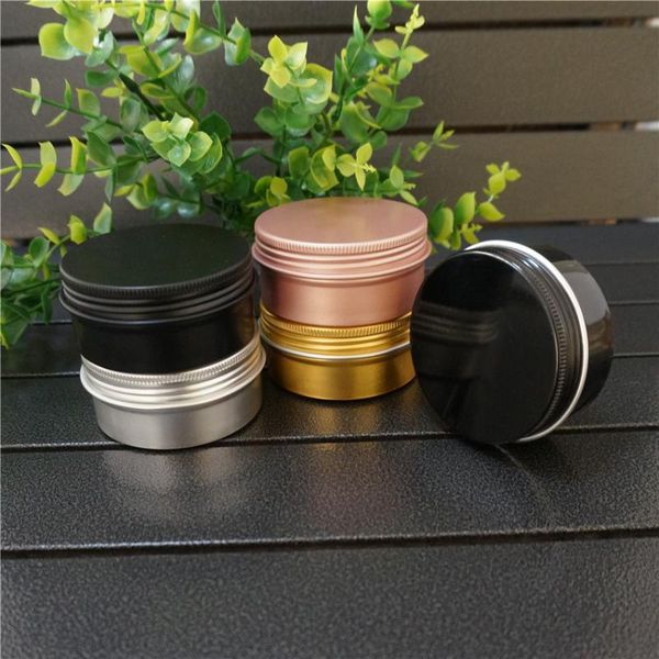 

storage bottles & jars 60/80g empty round gold/black small aluminum box metal tin rose gold mini refillable cosmetic cream jar tea pot
