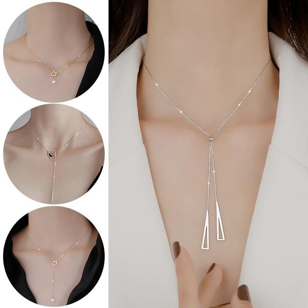 

pendant necklaces simple trendy heart clavicle necklace for women female elegant gold chain ladies geometric jewelry gifts, Silver