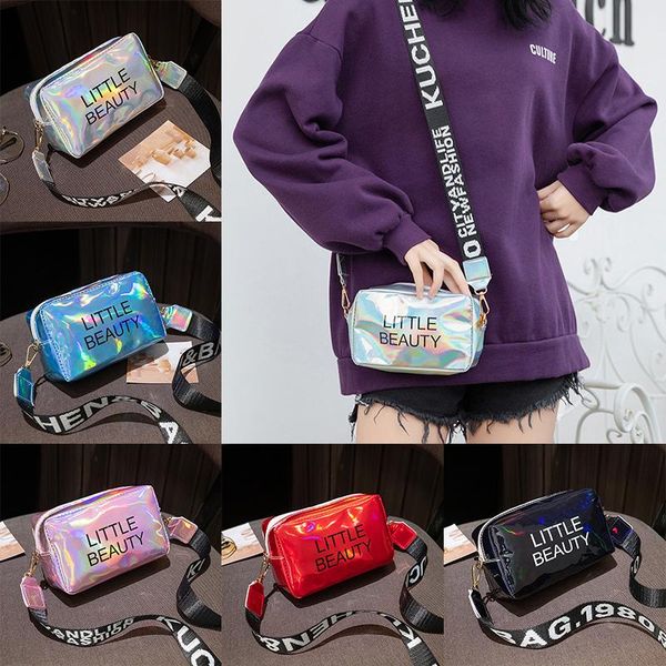 

laser crossbody 2021 mini women messenger shoulder bag pvc jelly small tote candy colors bags holographic wallets, Red;black