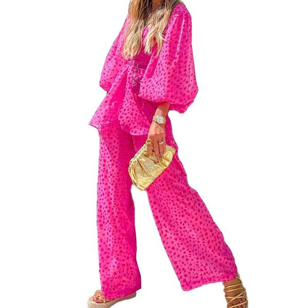 

women's two piece pants bambooboy women 2021 autumn printed and wide leg fit comfort casual set fd380, White