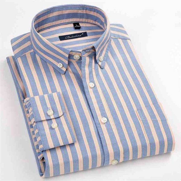 

100% cotton oxford mens shirts striped business casual soft dress social shirts regular fit male shirt big size 8xl 210708, White;black
