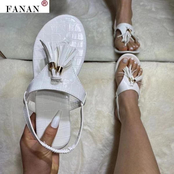 

sandals women tassels slingback open toe gladiator summer bohemia peep casual comfort flat white shoes plus size 42, Black
