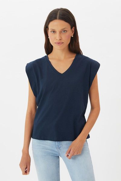 

women's t-shirt trendyol v collar sleeveless basic knitted twoss21ts3772, White